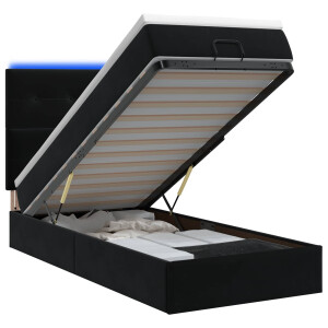 vidaXL Ottoman Bed met Matrassen en LED Zwart 100 x 200 cm fluweel