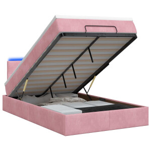 vidaXL Ottoman Bed met Matrassen en LED Roze 120 x 190 cm fluweel