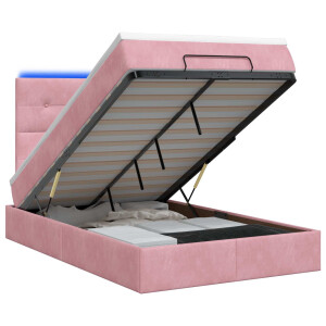 vidaXL Ottoman Bed met Matrassen en LED Roze 120 x 200 cm fluweel