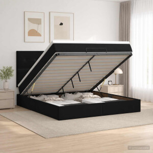 vidaXL Ottoman bed met matras Zwart 160 x 200 cm Fluweel