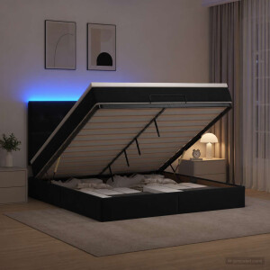 vidaXL Ottoman Bed met Matrassen en LED Zwart 160 x 200 cm fluweel