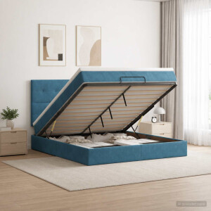 vidaXL Ottoman bed met matras Donkerblauw 180 x 200 cm Fluweel