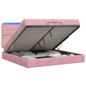 vidaXL Ottoman Bed met Matrassen en LED Roze 200 x 200 cm fluweel