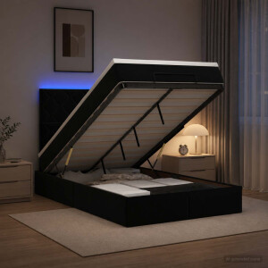 vidaXL Ottoman Bed met Matrassen en LED Zwart 120 x 190 cm fluweel