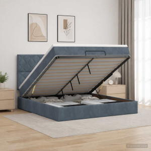vidaXL Ottoman bed met matras Donkergrijs 160 x 200 cm Fluweel