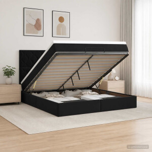 vidaXL Ottoman bed met matras Zwart 140 x 190 cm Fluweel
