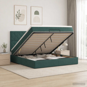 vidaXL Ottoman bed met matras Donkergroen 180 x 200 cm Fluweel