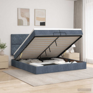 vidaXL Ottoman bed met matras Donkergrijs 200 x 200 cm Fluweel
