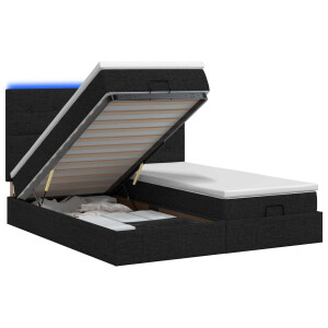 vidaXL Ottoman Bed met Matrassen en LED Zwart 180 x 200 cm Stof