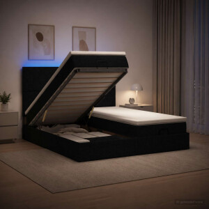 vidaXL Ottoman Bed met Matrassen en LED Zwart 160 x 200 cm Stof