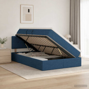 vidaXL Opbergbed met matras met hoofdeinde Blauw 120 x 190 cm fluweel