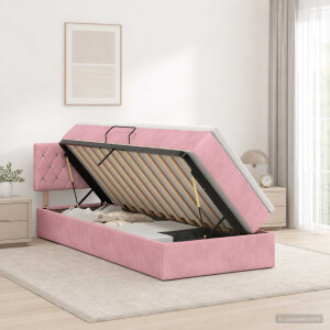 vidaXL LED Opslagbed met Matras Roze 100 x 200 cm Fluweel