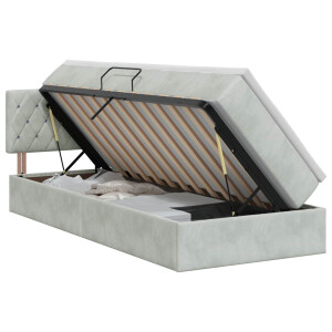 vidaXL Opslag bed met hoofdeinde Lichtgrijs 100 x 200 cm Fluweel