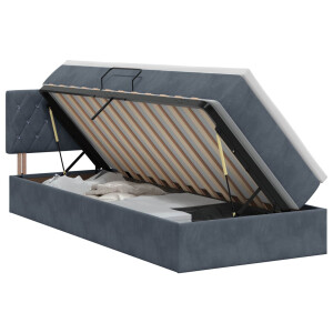vidaXL Opslag bed met hoofdeinde Donkergrijs 100 x 200 cm Fluweel
