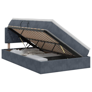 vidaXL Opslag bed met hoofdeinde Donkergrijs 120 x 200 cm Fluweel