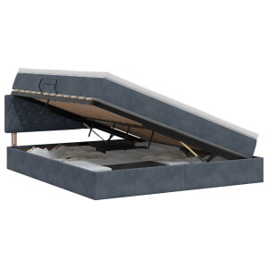vidaXL Opslag bed met hoofdeinde Donkergrijs 160 x 200 cm Fluweel