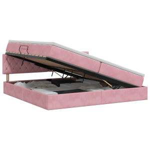 vidaXL Opslag bed met hoofdeinde Roze 200 x 200 cm Fluweel