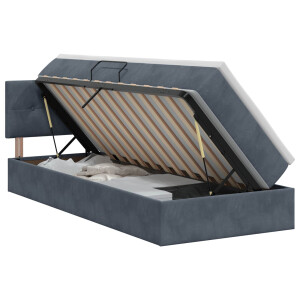 vidaXL Opslag bed met hoofdeinde Donkergrijs 90 x 190 cm Fluweel