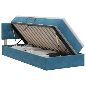 vidaXL Opslag bed met hoofdeinde Donkerblauw 90 x 200 cm Fluweel