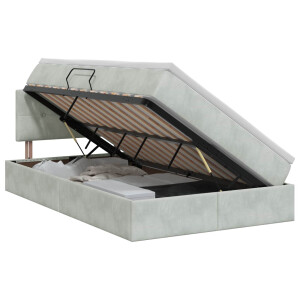 vidaXL Opslag bed met hoofdeinde Lichtgrijs 120 x 200 cm Fluweel