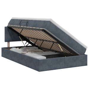 vidaXL Opslag bed met hoofdeinde Donkergrijs 120 x 200 cm Fluweel