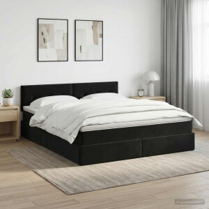 vidaXL Opslag bed met hoofdeinde Zwart 180 x 200 cm Fluweel