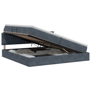 vidaXL Opslag bed met hoofdeinde Donkergrijs 200 x 200 cm Fluweel