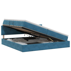 vidaXL Opslag bed met hoofdeinde Donkerblauw 200 x 200 cm Fluweel