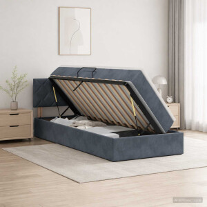 vidaXL Opslag bed met hoofdeinde Donkergrijs 100 x 200 cm Fluweel