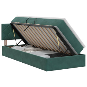 vidaXL Opslag bed met hoofdeinde Donkergroen 90 x 190 cm Fluweel