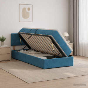 vidaXL Opslag bed met hoofdeinde Donkerblauw 100 x 200 cm Fluweel