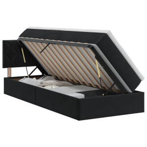 vidaXL Opslag bed met hoofdeinde Zwart 100 x 200 cm Fluweel