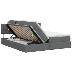 vidaXL Opslag bed met hoofdeinde 2 st Donkergrijs Nep Leer