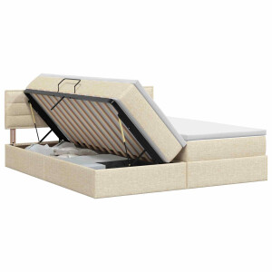 vidaXL Opslag bed met hoofdeinde 2 st Crèmekleurig Nep Leer