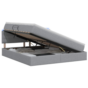 vidaXL LED Opslagbed met Matras Lichtgrijs 140 x 190 cm Stof