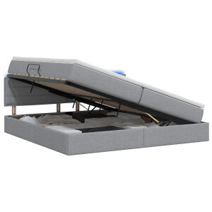 vidaXL LED Opslagbed met Matras Lichtgrijs 200 x 200 cm Stof