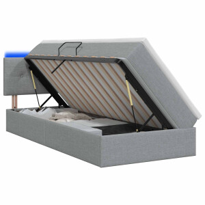 vidaXL LED Opslagbed met Matras Lichtgrijs 90 x 200 cm Stof