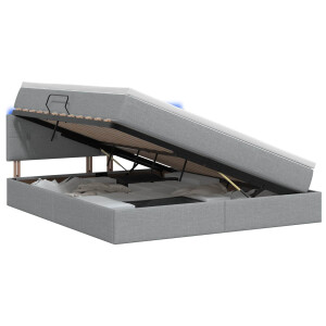 vidaXL LED Opslagbed met Matras Lichtgrijs 160 x 200 cm Stof