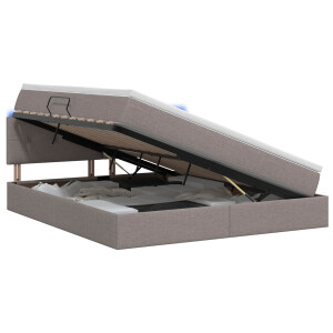 vidaXL LED Opslagbed met Matras Taupe 180 x 200 cm Stof