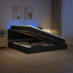 vidaXL LED Opslagbed met Matras Zwart 200 x 200 cm Stof