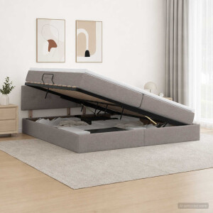 vidaXL LED Opslagbed met Matras Taupe 200 x 200 cm Stof