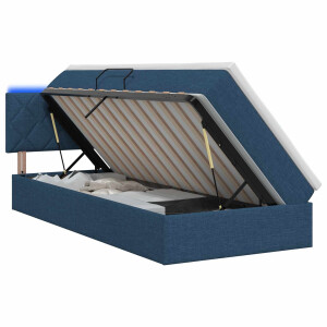 vidaXL LED Opslagbed met Matras Blauw 90 x 190 cm Stof