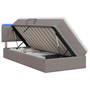 vidaXL LED Opslagbed met Matras Taupe 90 x 200 cm Stof