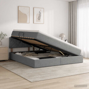 vidaXL Opbergbed met matras Donkergrijs 180 x 200 cm fluweel