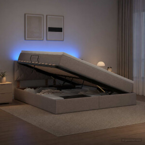 vidaXL LED Opslagbed met Matras Taupe 160 x 200 cm Stof