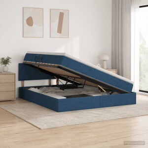 vidaXL LED Opslagbed met Matras Blauw 160 x 200 cm Stof