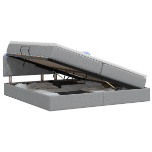 vidaXL LED Opslagbed met Matras Lichtgrijs 200 x 200 cm Stof
