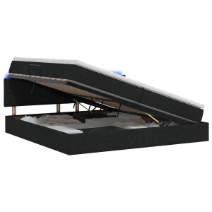 vidaXL LED Opslagbed met Matras Zwart 200 x 200 cm Stof