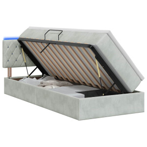 vidaXL LED Opslagbed met Matras Lichtgrijs 90 x 190 cm Fluweel