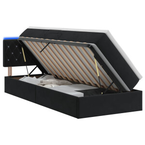 vidaXL LED Opslagbed met Matras Zwart 90 x 200 cm Fluweel